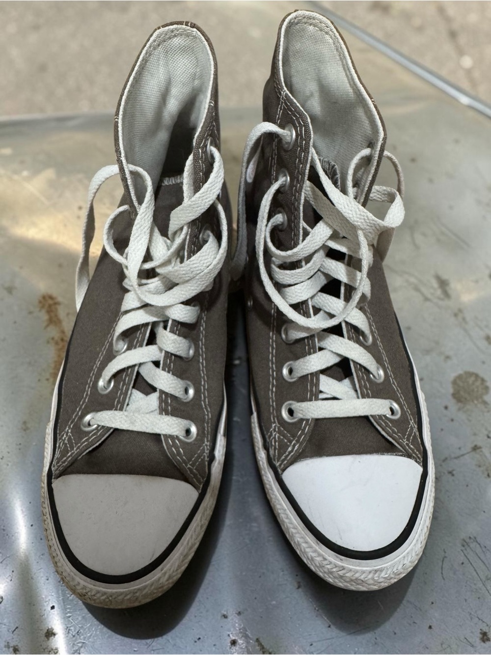 Converse Chuck Taylor High-Top Canvas Sneakers in Grey with White Accents - Picture 5 of 9